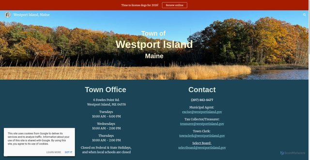 Security scan screenshot of https://www.westportisland.gov/