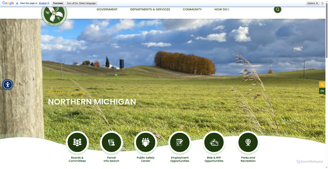 Security scan screenshot of https://antrimcountymi.gov/