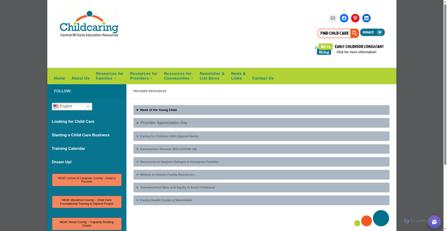 Security scan screenshot of https://childcaring.org/additionalresourcesforproviders/