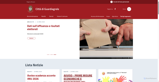 Security scan screenshot of https://www.comune.guardiagrele.ch.it