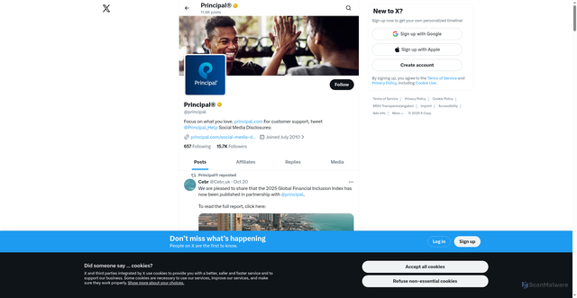 Security scan screenshot of https://x.com/Principal