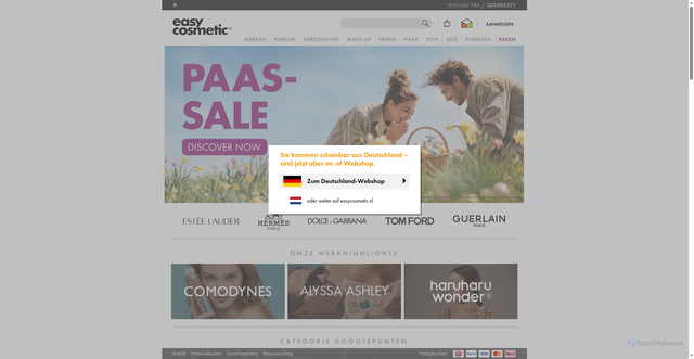 Security scan screenshot of https://easycosmetic.nl