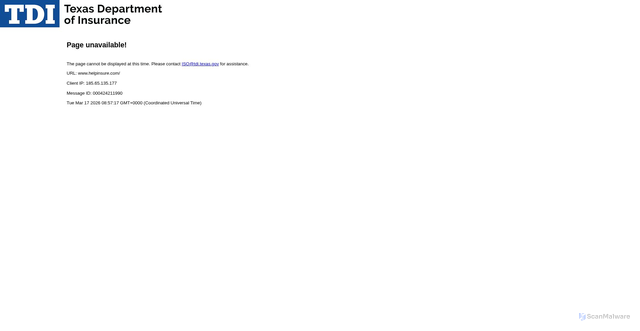Security scan screenshot of https://www.helpinsure.com/