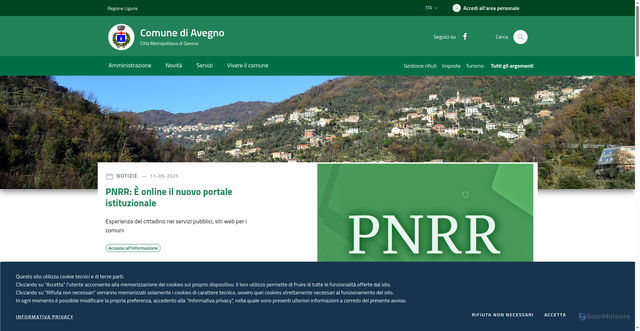 Security scan screenshot of https://www.comune.avegno.ge.it/