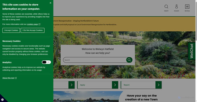 Security scan screenshot of https://www.welhat.gov.uk/