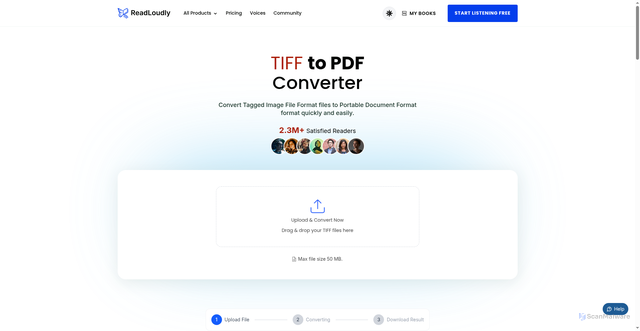 Security scan screenshot of https://rl-dev-landing.pages.dev/convert/tiff-to-pdf/