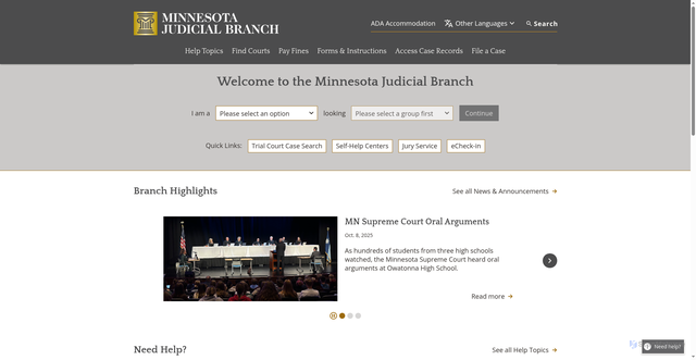 Security scan screenshot of https://mncourts.gov/