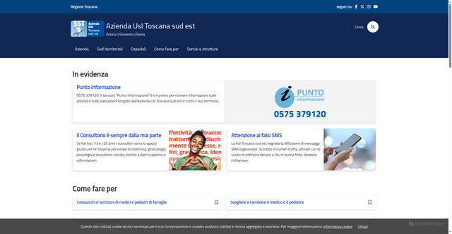 Security scan screenshot of https://www.uslsudest.toscana.it/