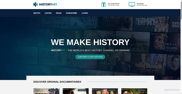 Security scan screenshot of https://historyhit.com