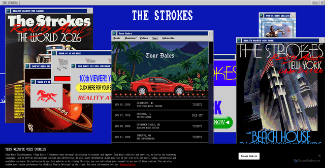 Security scan screenshot of https://www.thestrokes.com/