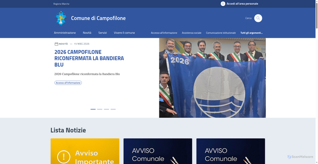 Security scan screenshot of https://www.comune.campofilone.fm.it