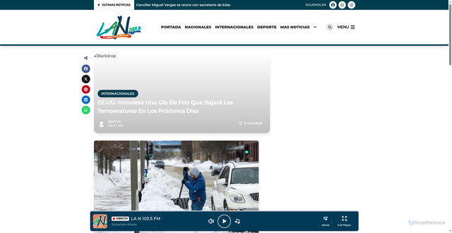 Security scan screenshot of https://lan103fm.com/ee-uu-atraviesa-una-ola-de-frio-que-bajara-las-temperaturas-en-los-proximos-dias/