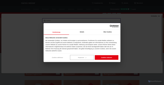 Security scan screenshot of https://swisssense.de