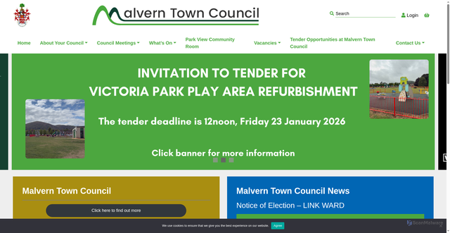 Security scan screenshot of https://www.malverntowncouncil.org/