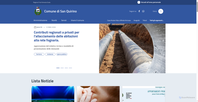 Security scan screenshot of https://www.comune.sanquirino.pn.it