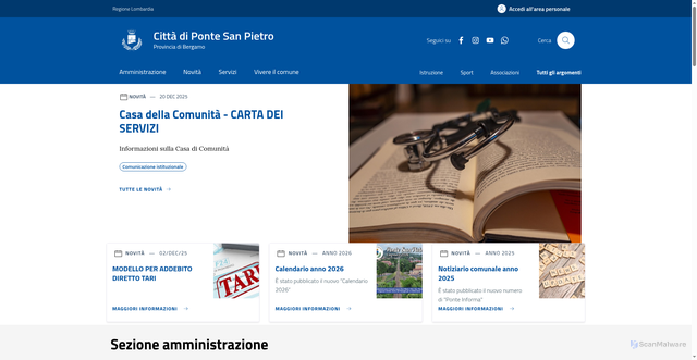 Security scan screenshot of https://www.comune.pontesanpietro.bg.it/home/index.html