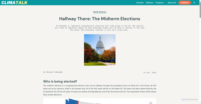 Security scan screenshot of https://climatalk.org/2022/10/31/usa-midterm-elections/