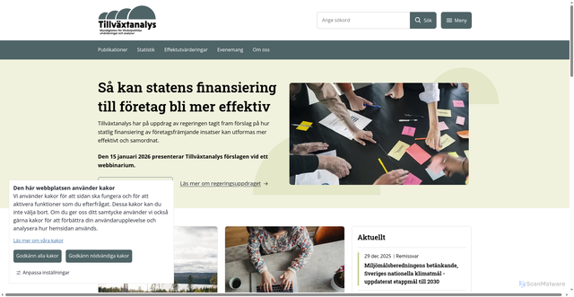 Security scan screenshot of https://www.tillvaxtanalys.se