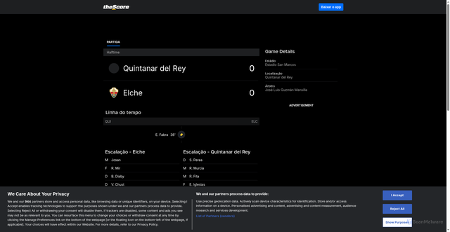 Security scan screenshot of https://pt.thescore.com/espcr/events/92955