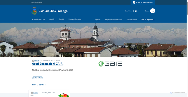 Security scan screenshot of https://www.comune.cellarengo.at.it/