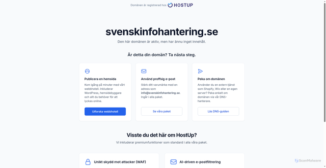 Security scan screenshot of https://svenskinfohantering.se