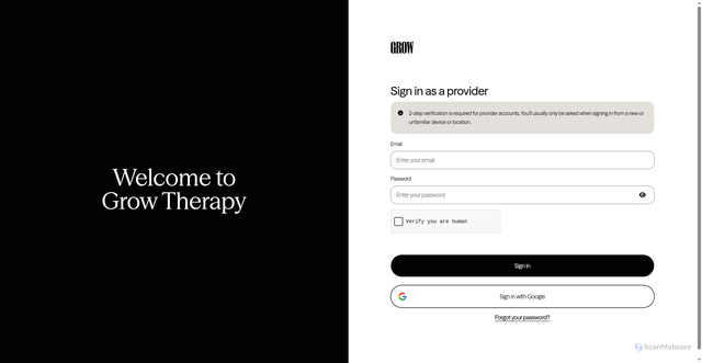 Security scan screenshot of https://telehealth.growtherapy.com