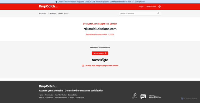 Security scan screenshot of http://nkdroidsolutions.com/