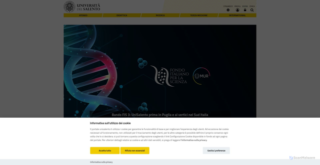 Security scan screenshot of https://www.unisalento.it/