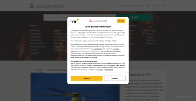 Security scan screenshot of https://alarmeringen.nl