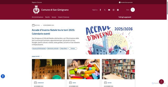 Security scan screenshot of https://www.comune.sangimignano.si.it/it