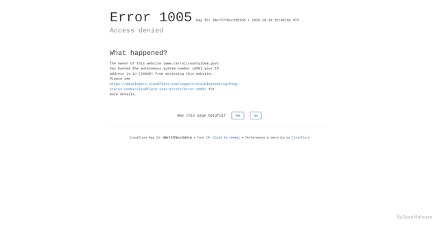 Security scan screenshot of https://www.carrollcountyiowa.gov/