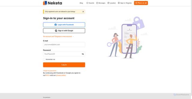 Security scan screenshot of https://neketa.ug/item/new
