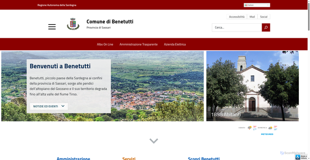 Security scan screenshot of https://www.comune.benetutti.ss.it