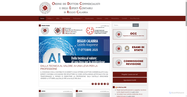 Security scan screenshot of https://www.odcec-rc.it/