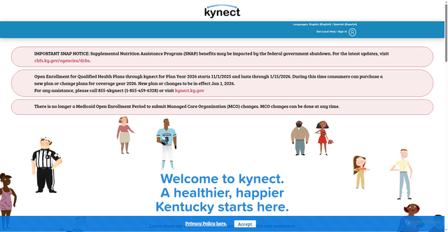 Security scan screenshot of https://kynect.ky.gov/s/?language=en_US