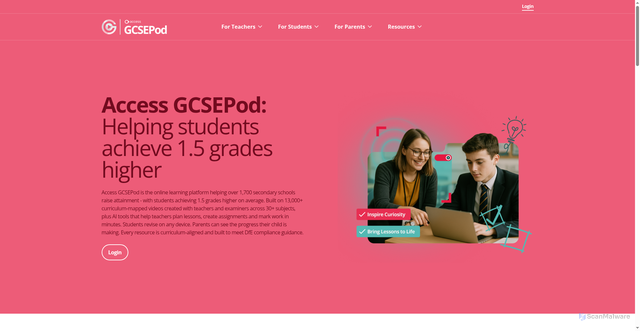 Security scan screenshot of https://gcsepod.com