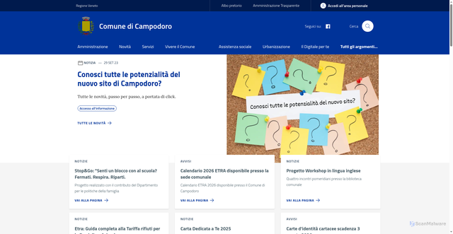 Security scan screenshot of https://www.comune.campodoro.pd.it/