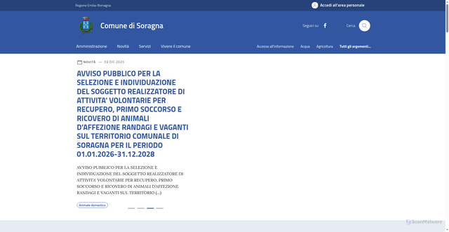 Security scan screenshot of https://www.comune.soragna.pr.it/