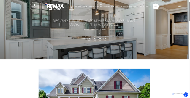 Security scan screenshot of https://theckteam.com/blog/the-history-behind-famous-homes-in-northern-illinois-kevin-mcallisters-home-alone-house-in-winnetka