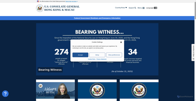 Security scan screenshot of https://hk.usconsulate.gov/