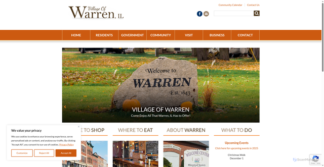 Security scan screenshot of https://villageofwarrenil.gov/