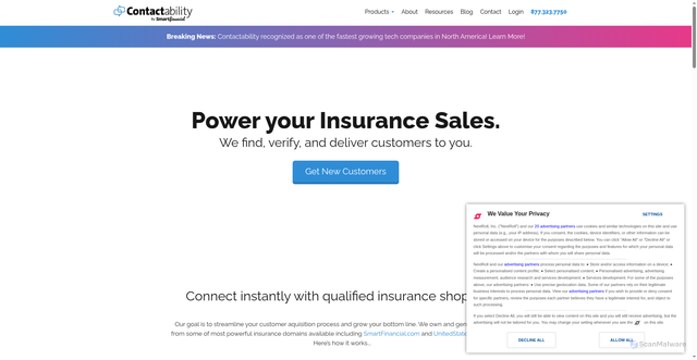 Security scan screenshot of https://api.contactability.com
