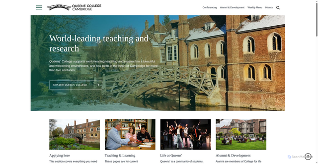 Security scan screenshot of https://www.queens.cam.ac.uk/