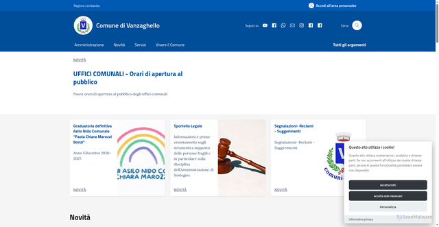Security scan screenshot of https://www.comune.vanzaghello.mi.it