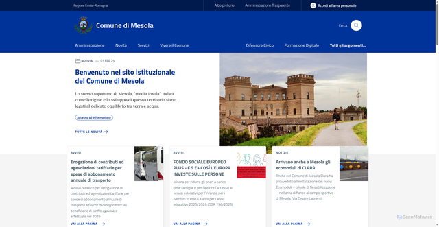 Security scan screenshot of https://www.comune.mesola.fe.it/
