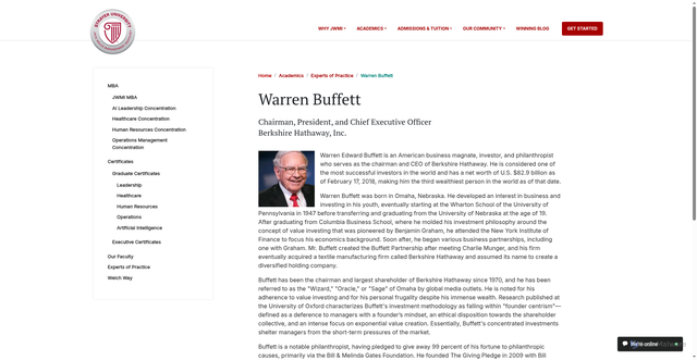 Security scan screenshot of https://jackwelch.strayer.edu/academics/experts-of-practice/warren-buffett/