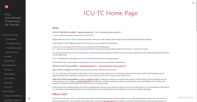 Security scan screenshot of https://icu-project.org