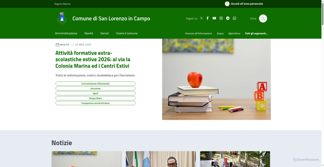 Security scan screenshot of https://www.comune.sanlorenzoincampo.pu.it