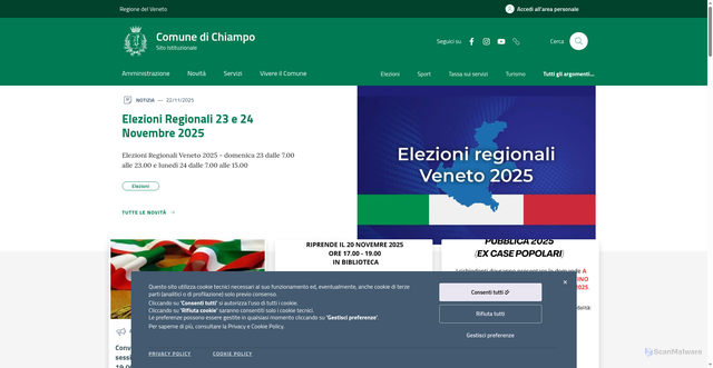 Security scan screenshot of https://www.comune.chiampo.vi.it/