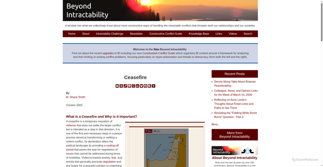 Security scan screenshot of https://www.beyondintractability.org/essay/cease-fire